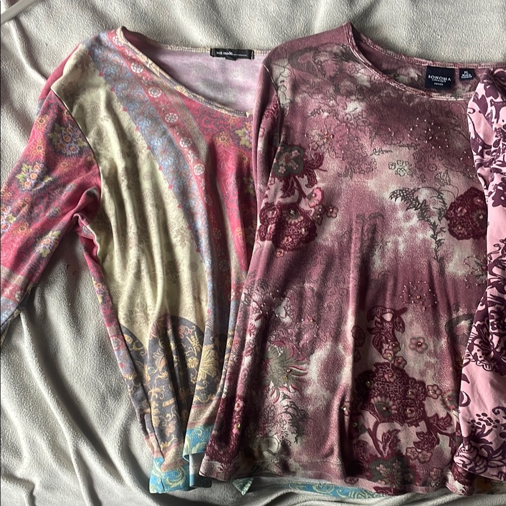 Sonoma Women's Pink and Cream Patterned Blouses